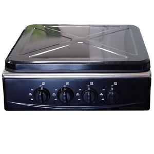 Marvin Fornello a Gas 4 Fuochi da Campeggio Piano Cottura con Coperchio in Acciaio Cucina da Esterno Portatile Piastra I