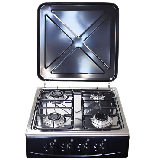 Marvin Fornello a Gas 4 Fuochi da Campeggio Piano Cottura con Coperchio in Acciaio Cucina da Esterno Portatile Piastra I