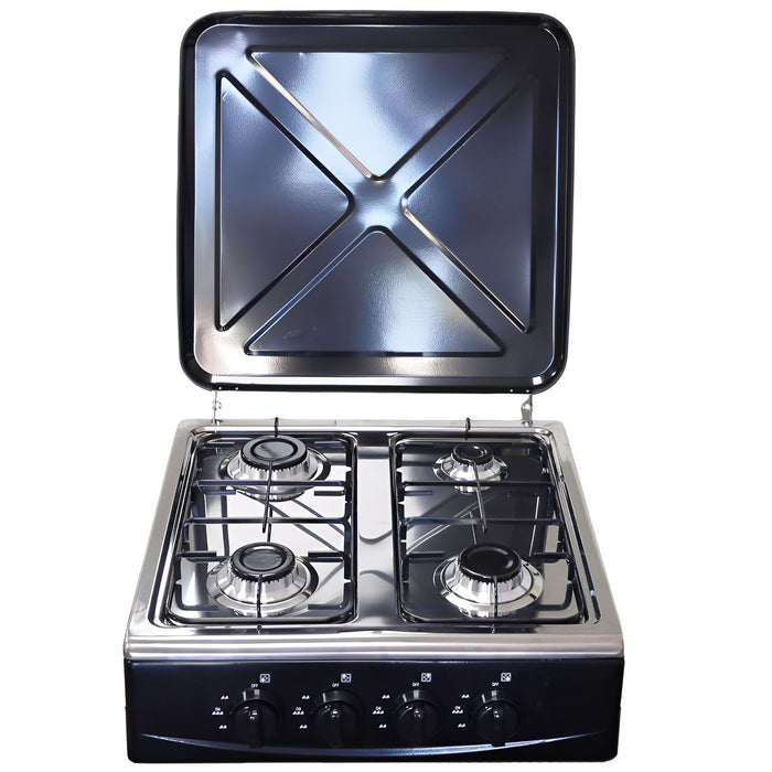 Marvin Fornello a Gas 4 Fuochi da Campeggio Piano Cottura con Coperchio in Acciaio Cucina da Esterno Portatile Piastra I