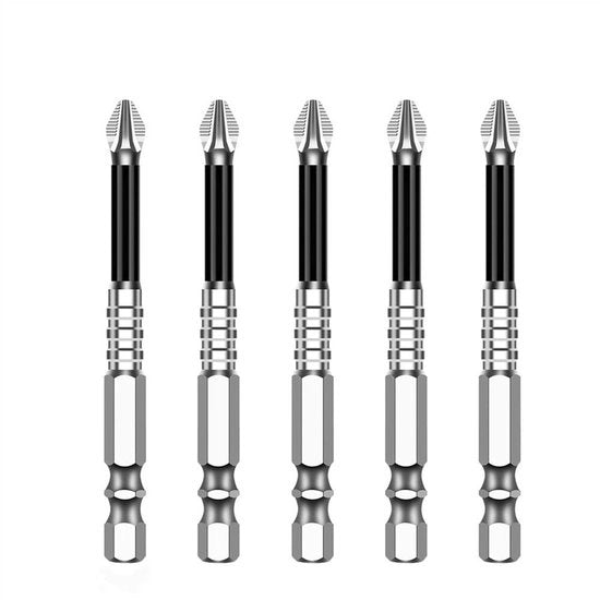 Punta a croce antiscivolo in acciaio S2 - Magnetico - 5A Nero - Antiscivolo - 70L - 5 pezzi