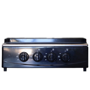 Marvin Fornello a Gas 4 Fuochi da Campeggio Piano Cottura con Coperchio in Acciaio Cucina da Esterno Portatile Piastra I