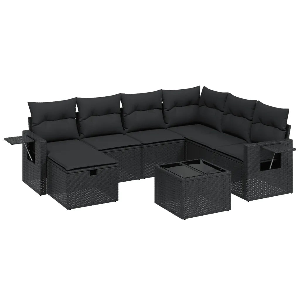 Set Divani da Giardino con Cuscini 8 pz Nero in Polyrattan 3263841