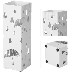 Portaombrelli LUC49W - Design moderno in metallo con scolapiatti, bianco