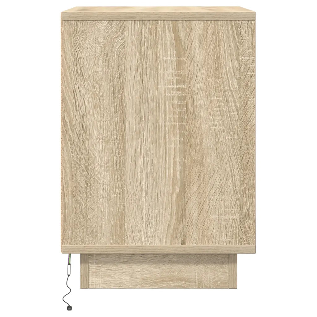Set di 2 Comodini | Armadio da Notte | Mobiletto da notte con Luci a LED Rovere Sonoma 38x34x50 cm