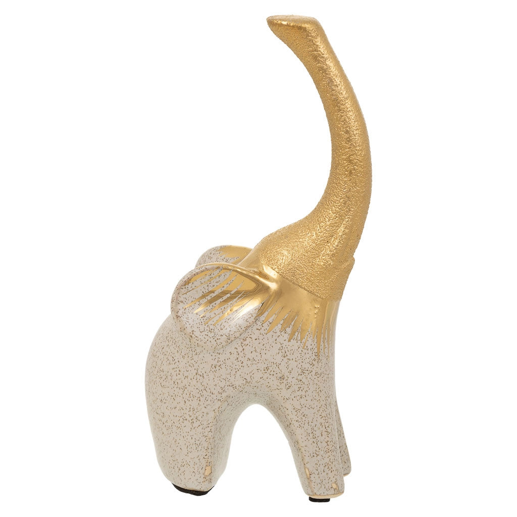 Decoro elefante in ceramica dorata 10x6,5x22h