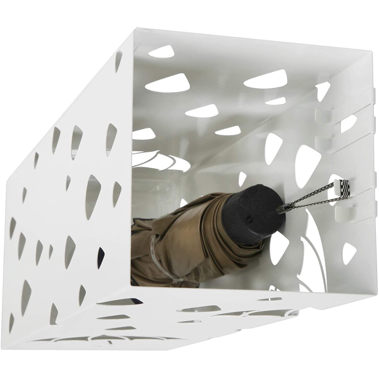 Portaombrelli LUC49W - Design moderno in metallo con scolapiatti, bianco