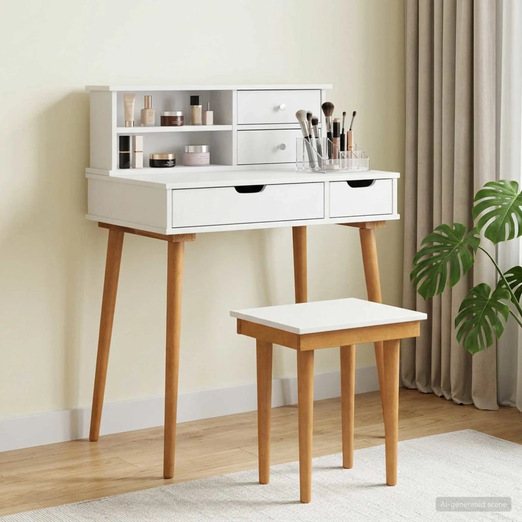 Set Tavolo da Trucco FAUSKE 3 pcs Bianco 76 x 50 x 103,5 cm 3438585