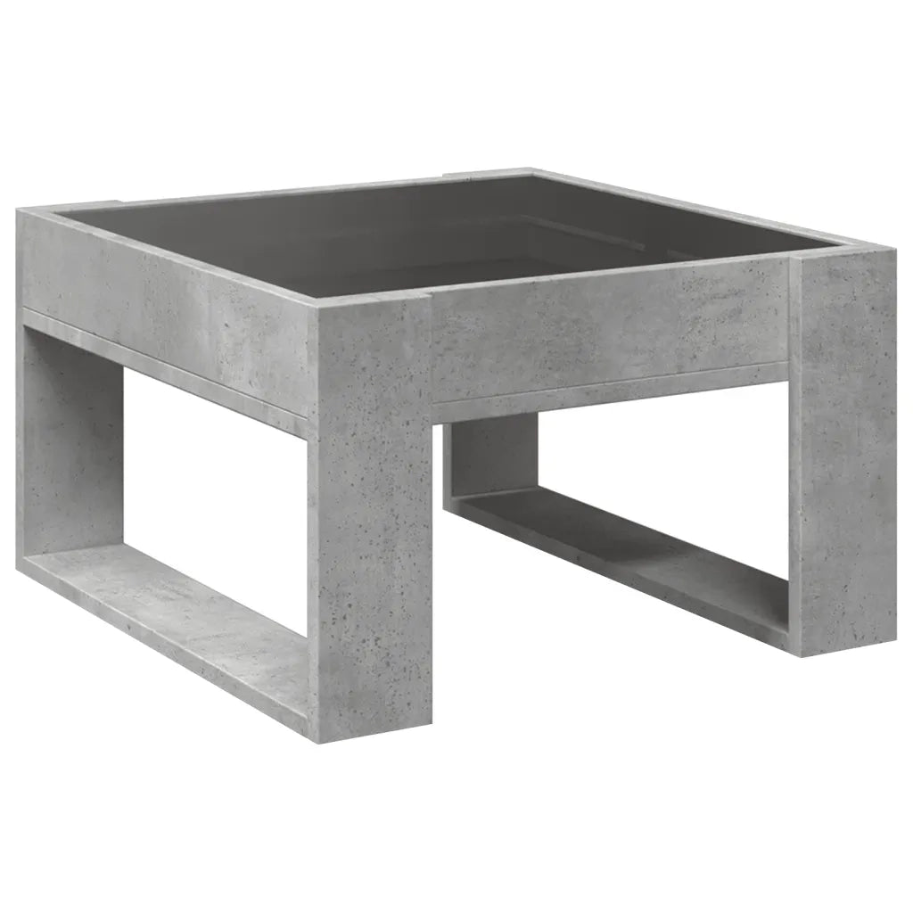 Tavolino salotto | Tavolino da caff¨¨ | Tavolino da Soggiorno con LED Infinity Grigio Cemento 50x53x30 cm