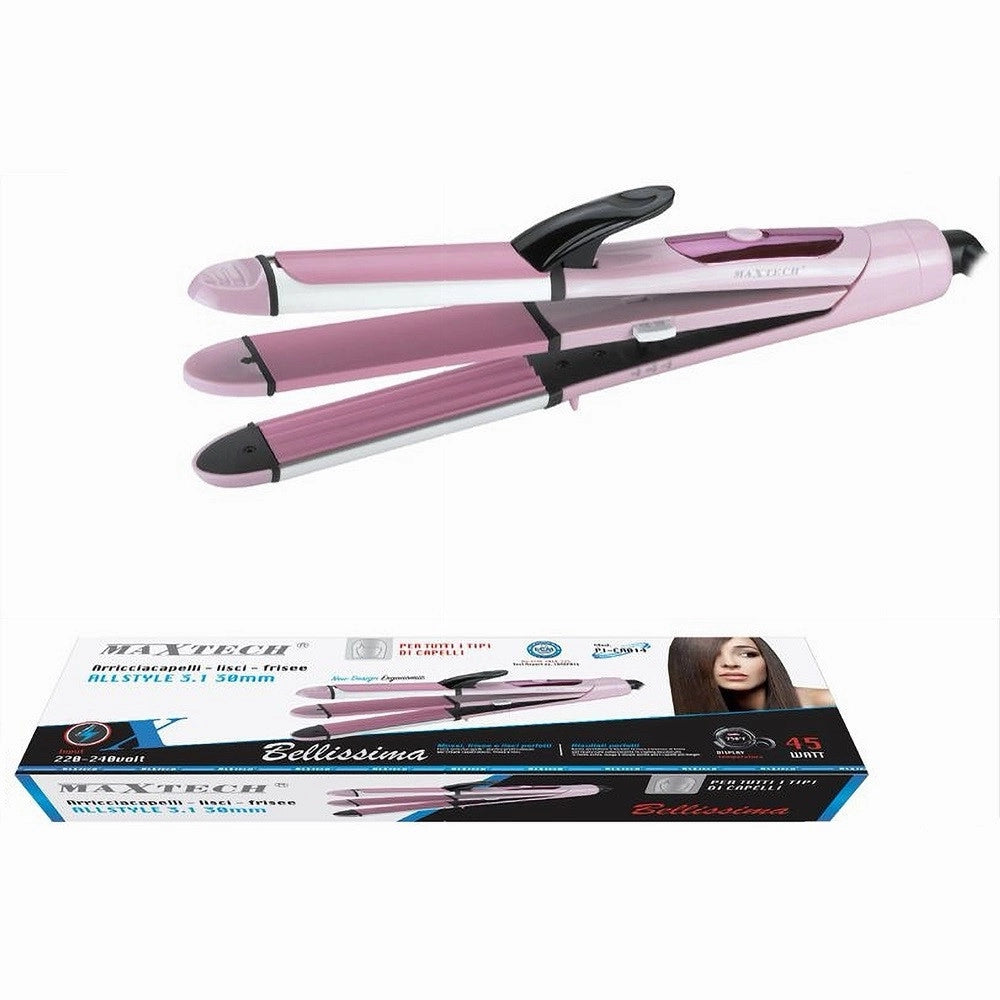 Trade Shop - Arricciacapelli Professionale Piastra 3in1 Pi-ca014 Capelli Mossi Lisci Frise 45w -