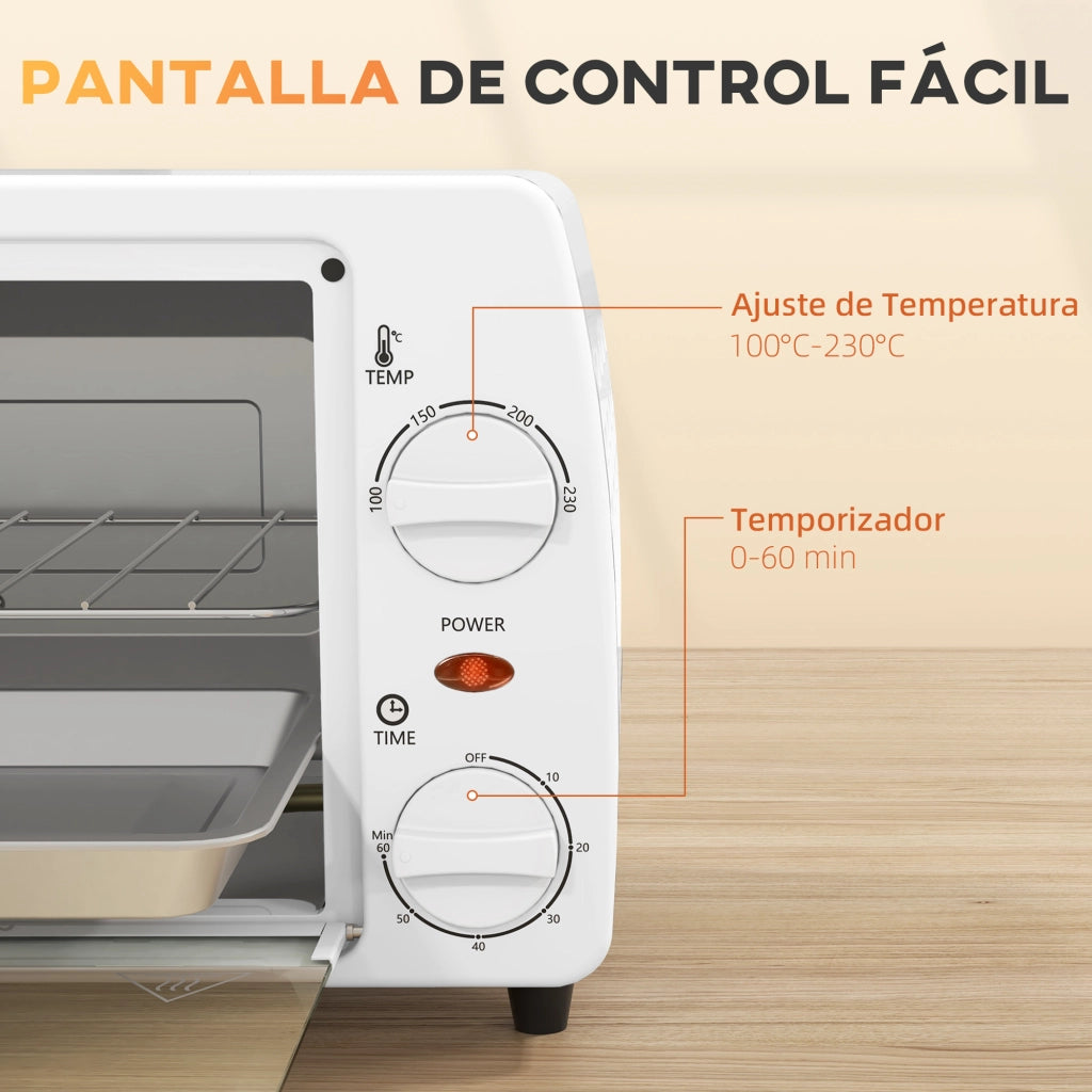 Forno Elettrico da Tavolo 10L ¨C Xylo ¨C 750W 230¡ãC Timer Bianco 36,5x26x22cm