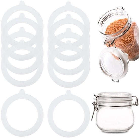 Afdichtringen in Silicone 10 pezzi - 94mm - Lekvrij - Vervangingsringen - Preservatiedeksels - Sicuro per l'Alimentazione - Diametro 2.2mm
