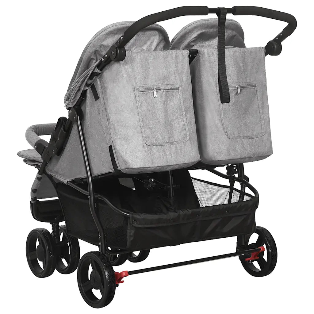 Passeggino Gemellare Grigio Chiaro in Acciaio cod mxl 69099
