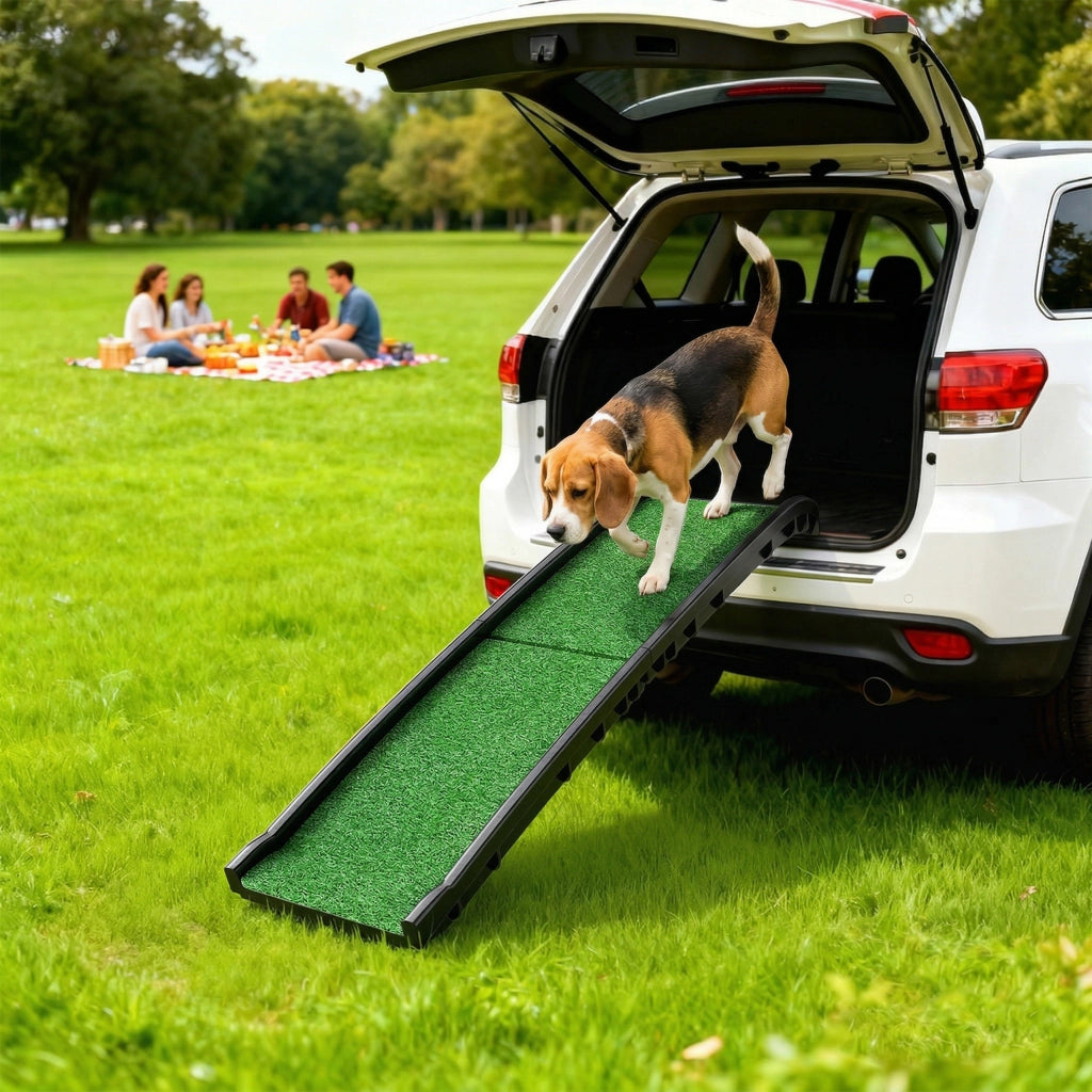 Rampa Pieghevole per Cani ¨C Xylo ¨C 155 cm con Erba Artificiale Verde