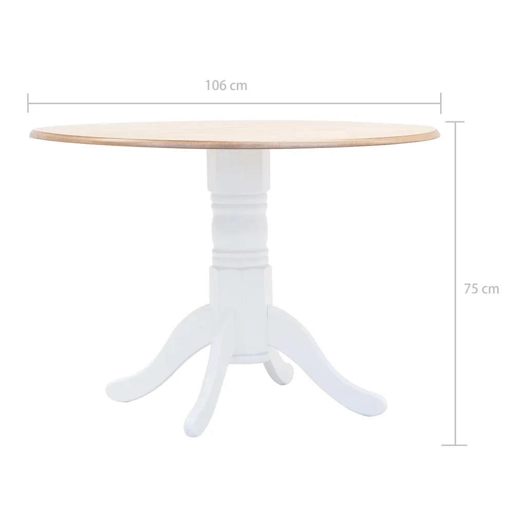 Tavolo da Pranzo Bianco e Marrone 106cm Legno Massello di Hevea 247354