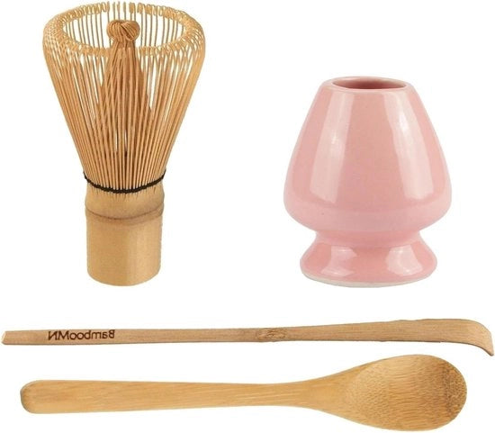 Set di preparazione del tè verde matcha - Garde - Spatola - Cucchiaio da tè - Custodia per garde rossa