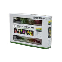 CATENA DI 10 LAMPADINE SOLARI LED BIANCO CALDO LUNGHEZZA CAVO 1 METRO RICARICA AD ENERGIA SOLARE