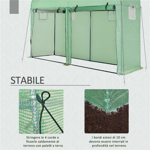 SERRA A TUNNEL DA GIARDINO 2 PORTE AVVOLGIBILI 4 FINESTRE ACCIAIO E PE