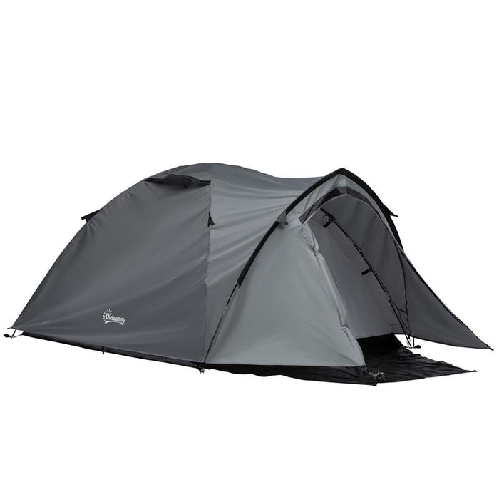 TENDA DA CAMPEGGIO 4 POSTI IMPERMEABILE CON VESTIBOLO 325 X 183X 130 CM GRIGIO