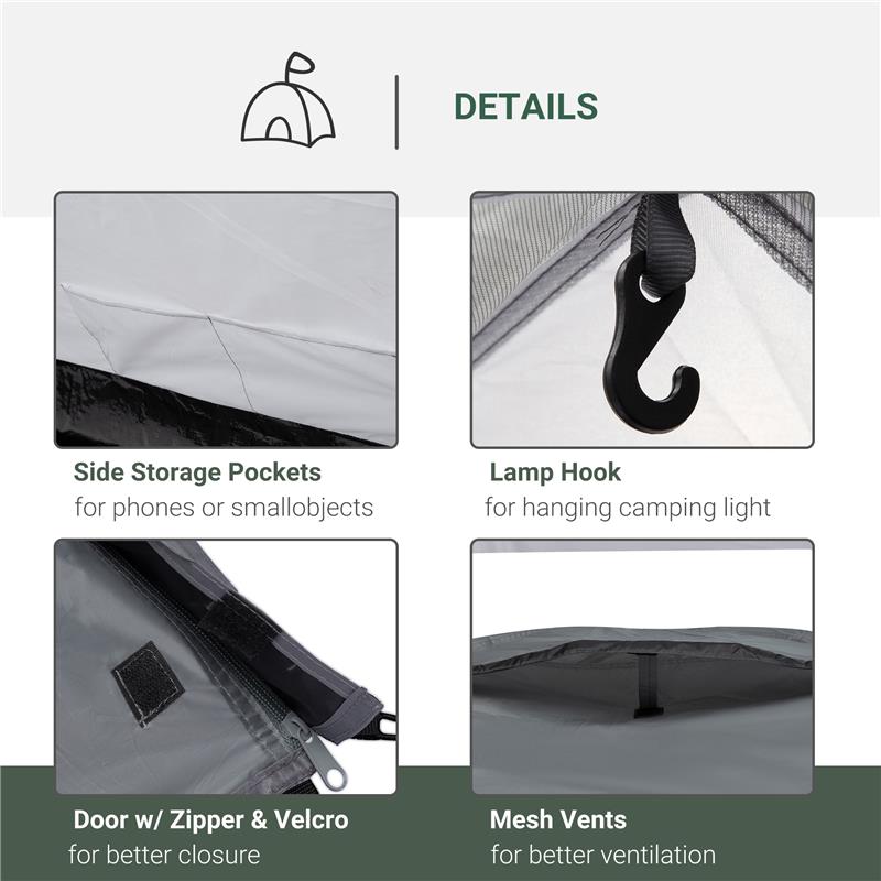 TENDA DA CAMPEGGIO 4 POSTI IMPERMEABILE CON VESTIBOLO 325 X 183X 130 CM GRIGIO