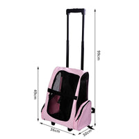 TROLLEY ZAINO DI VIAGGIO PER ANIMALI DOMESTICI MULTIUSO 2 IN 1 36X30X49 CM ROSA