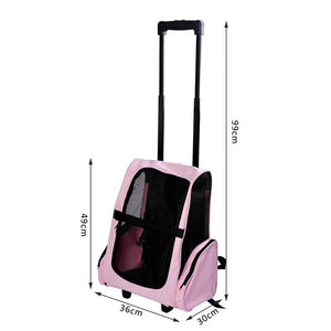 TROLLEY ZAINO DI VIAGGIO PER ANIMALI DOMESTICI MULTIUSO 2 IN 1 36X30X49 CM ROSA