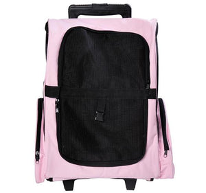 TROLLEY ZAINO DI VIAGGIO PER ANIMALI DOMESTICI MULTIUSO 2 IN 1 36X30X49 CM ROSA