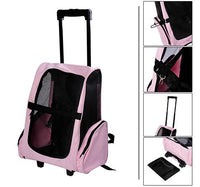 TROLLEY ZAINO DI VIAGGIO PER ANIMALI DOMESTICI MULTIUSO 2 IN 1 36X30X49 CM ROSA