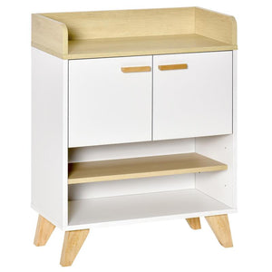 MOBILETTO MULTIUSO CON PIEDINI E ANTE  60X30X78CM  IN LEGNO BIANCO E BEIGE