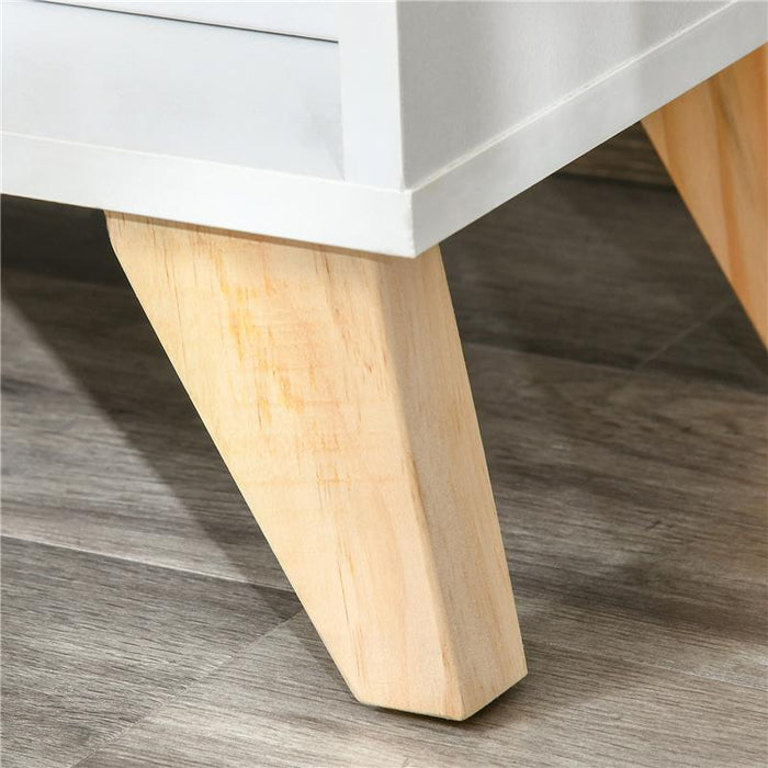 MOBILETTO MULTIUSO CON PIEDINI E ANTE  60X30X78CM  IN LEGNO BIANCO E BEIGE