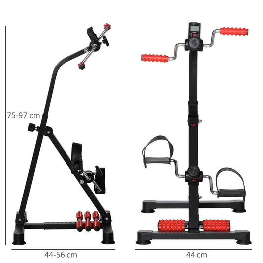 PEDALIERA PER BRACCIA E GAMBE CON SCHERMO LCD ACCIAIO 56X44-56X75-97CM NERA E ROSSA