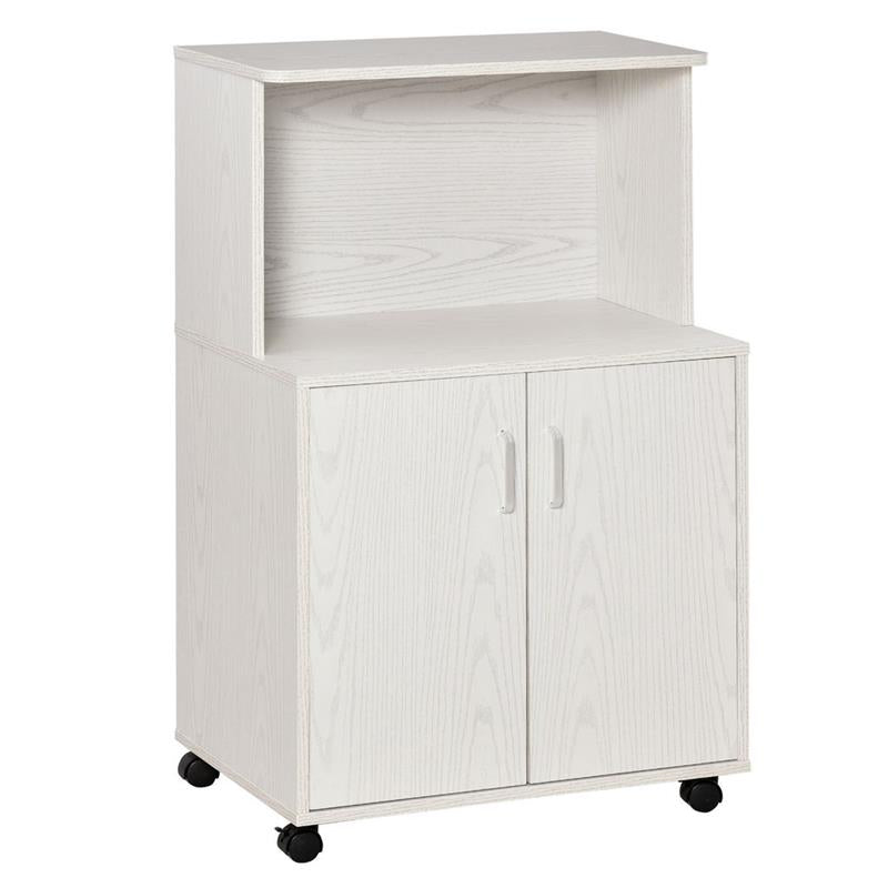 MOBILE CUCINA CON RUOTE E RIPIANO IN LEGNO 60.4X40.3X97CM BIANCO