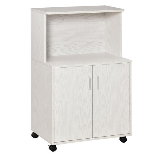 MOBILE CUCINA CON RUOTE E RIPIANO IN LEGNO 60.4X40.3X97CM BIANCO
