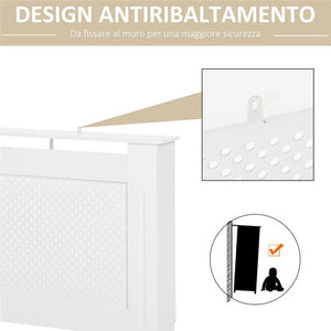 COPRITERMOSIFONE IN LEGNO A GRIGLIA 151.5X82X19CM BIANCO