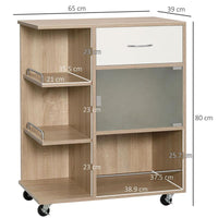 CARRELLO DA CUCINA IN LEGNO,  ACCIAIO E VETRO 65X39X80 CM MARRONE