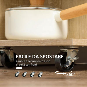 CARRELLO DA CUCINA IN LEGNO,  ACCIAIO E VETRO 65X39X80 CM MARRONE