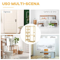 APPENDIABITI DA TERRA IN LEGNO DI BAMBÙ CON MENSOLE LATERALI 90X30X155 CM