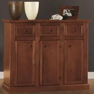 Credenza madia buffet in legno noce scuro arte povera mod modena 3 cassetti e 3 porte