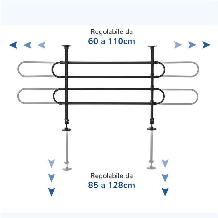 GRIGLIA DI PROTEZIONE REGOLABILE PER I ANIMALI DOMESTICI ADATTO A OGNI AUTO NERO