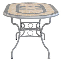 TAVOLO OVALE PERSEO CON MOSAICO MARRONE CHIARO E GRIGIO 160X90X74CM OKX