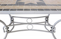 TAVOLO OVALE PERSEO CON MOSAICO MARRONE CHIARO E GRIGIO 160X90X74CM OKX