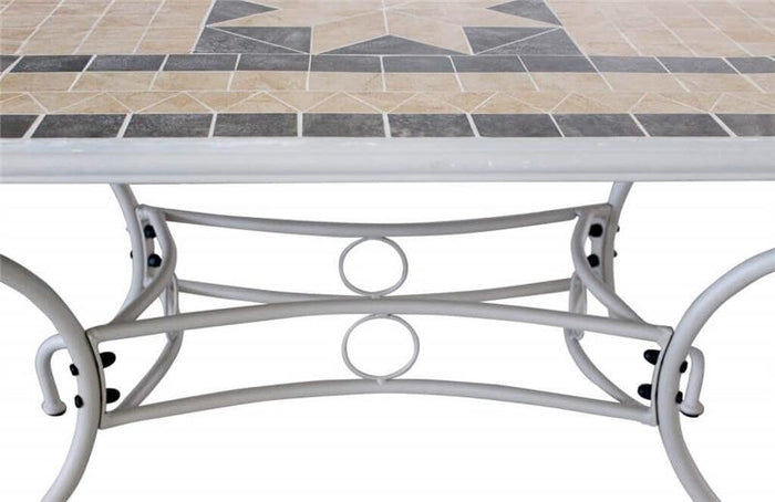 TAVOLO OVALE PERSEO CON MOSAICO MARRONE CHIARO E GRIGIO 160X90X74CM OKX