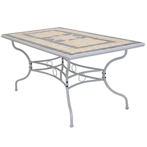 TAVOLO RETTANGOLARE PERSEO CON MOSAICO MARRONE E GRIGIO 160X90X74CM OKX