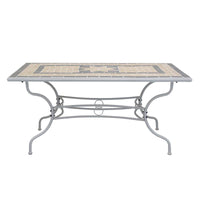 TAVOLO RETTANGOLARE PERSEO CON MOSAICO MARRONE E GRIGIO 160X90X74CM OKX