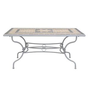 TAVOLO RETTANGOLARE PERSEO CON MOSAICO MARRONE E GRIGIO 160X90X74CM OKX