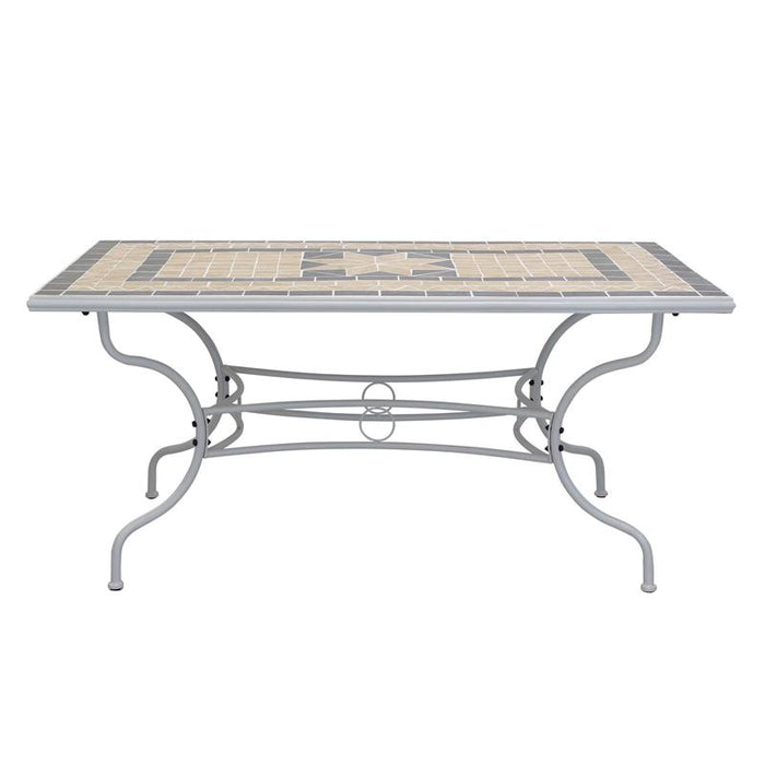 TAVOLO RETTANGOLARE PERSEO CON MOSAICO MARRONE E GRIGIO 160X90X74CM OKX