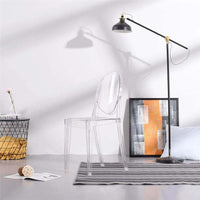 SEDIA LOUVRE IN POLICARBONATO DESIGN CLASSICO CON SCHIENALE FORMA OVALE PER INTERNI COLORE TRASPARENTE 46X55X90H CM