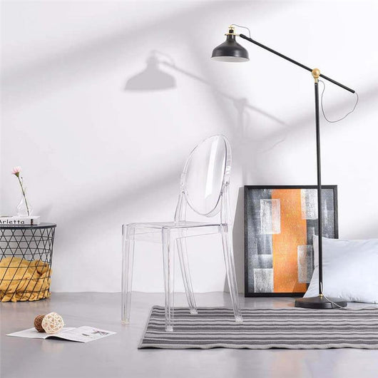 SEDIA LOUVRE IN POLICARBONATO DESIGN CLASSICO CON SCHIENALE FORMA OVALE PER INTERNI COLORE TRASPARENTE 46X55X90H CM