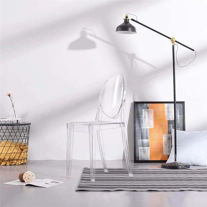 SEDIA LOUVRE IN POLICARBONATO DESIGN CLASSICO CON SCHIENALE FORMA OVALE PER INTERNI COLORE TRASPARENTE 46X55X90H CM