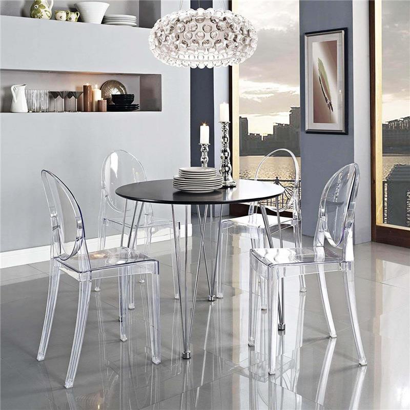 SEDIA LOUVRE IN POLICARBONATO DESIGN CLASSICO CON SCHIENALE FORMA OVALE PER INTERNI COLORE TRASPARENTE 46X55X90H CM