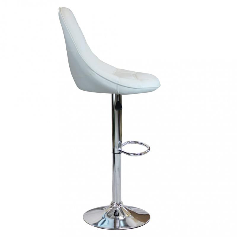 SGABELLO FLYNN CON SEDUTA TRAPUNTATA ECOPELLE 59 X 55 X 95/116 CM BIANCO OKX